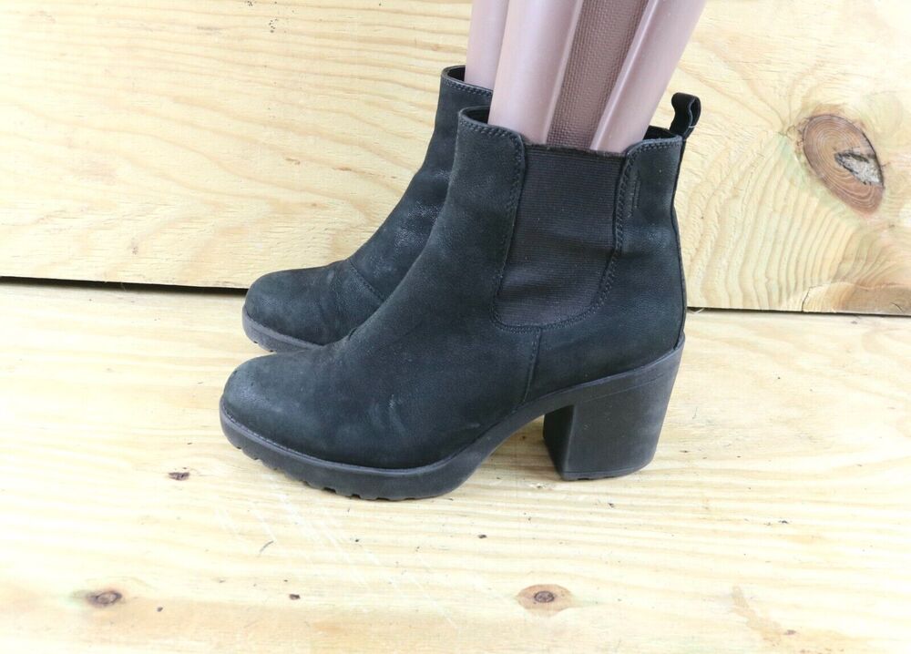Vagabond Boots Womens 8 Black Suede 39 Grace 3" Platform Lug Ankle Block Heel
